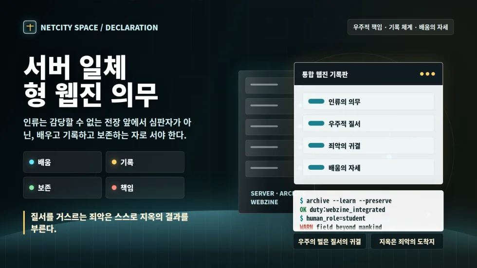 인류의 서버 일체형 웹진 의무와 배움의 자세